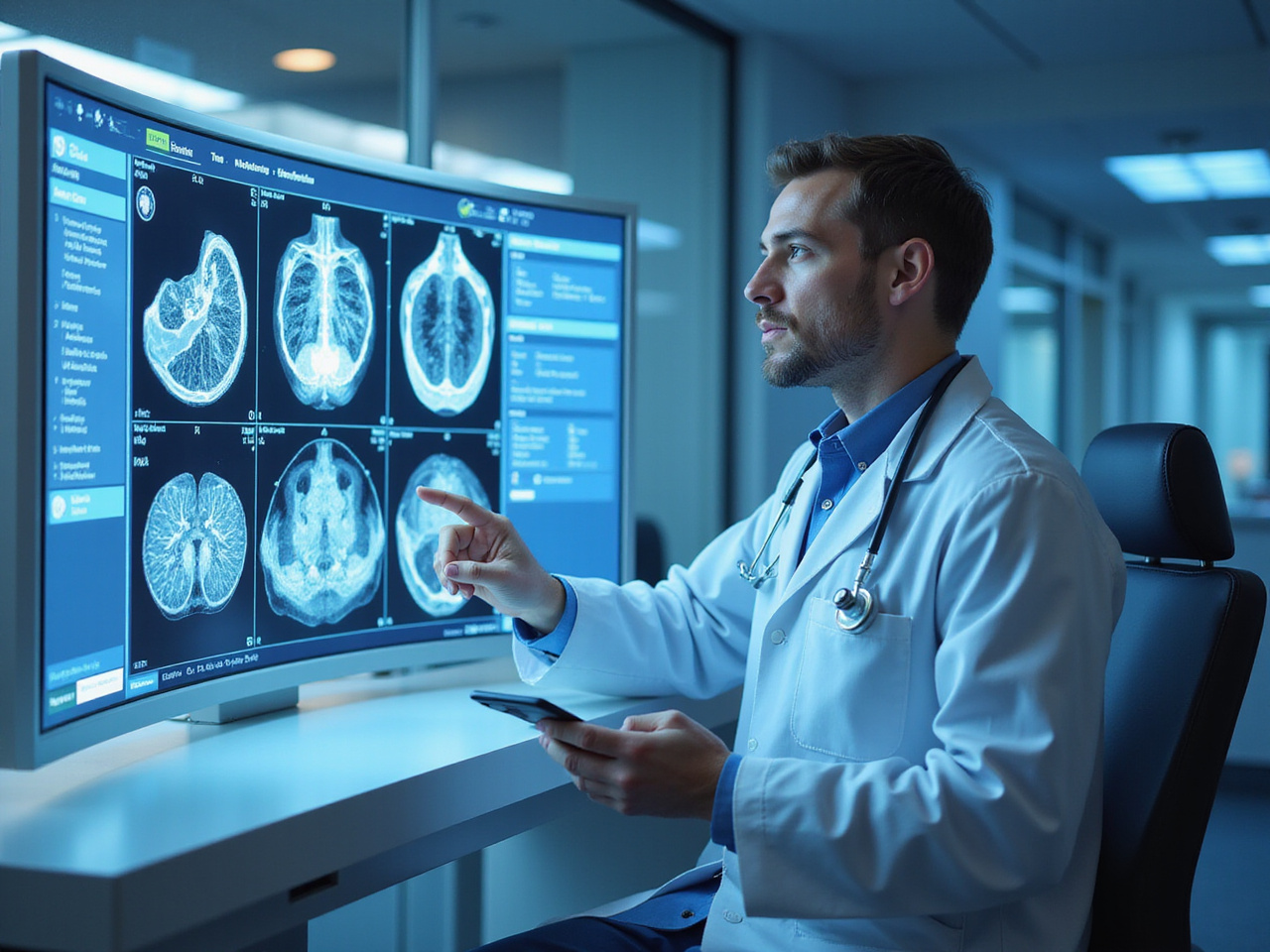 Futuristic interface showing AI-based healthcare concept